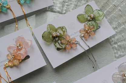 Hydrangea Flying Butterfly  No.55 - Clip-on(イヤリング）