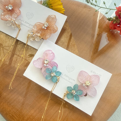 Hydrangea Flying Butterfly  No.28 - Clip-on(イヤリング）