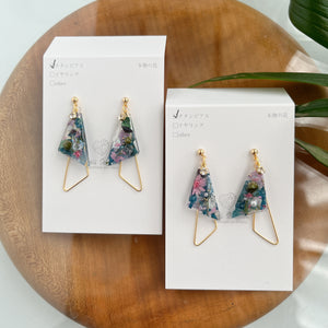 Claude Monet Water Lilies Inspired Triangular Floral Earrings -  No.5