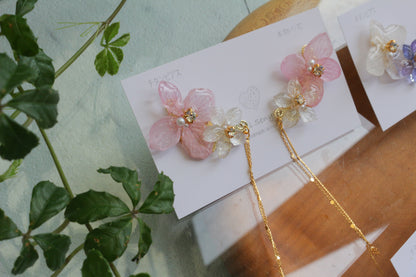 Hydrangea Flying Butterfly Earrings No.54 - Titanium Pierce(ピアス）