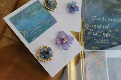 Monet Inspired Flower and Medallion No.25 ピアスTitanium Pierce 睡蓮