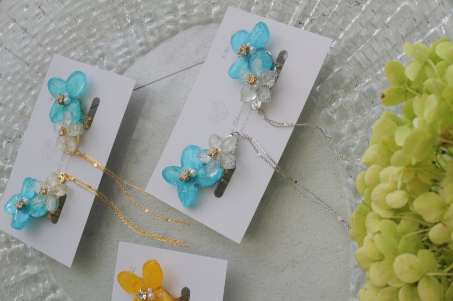 Hydrangea Flying Butterfly  No.57- Clip-on(イヤリング）