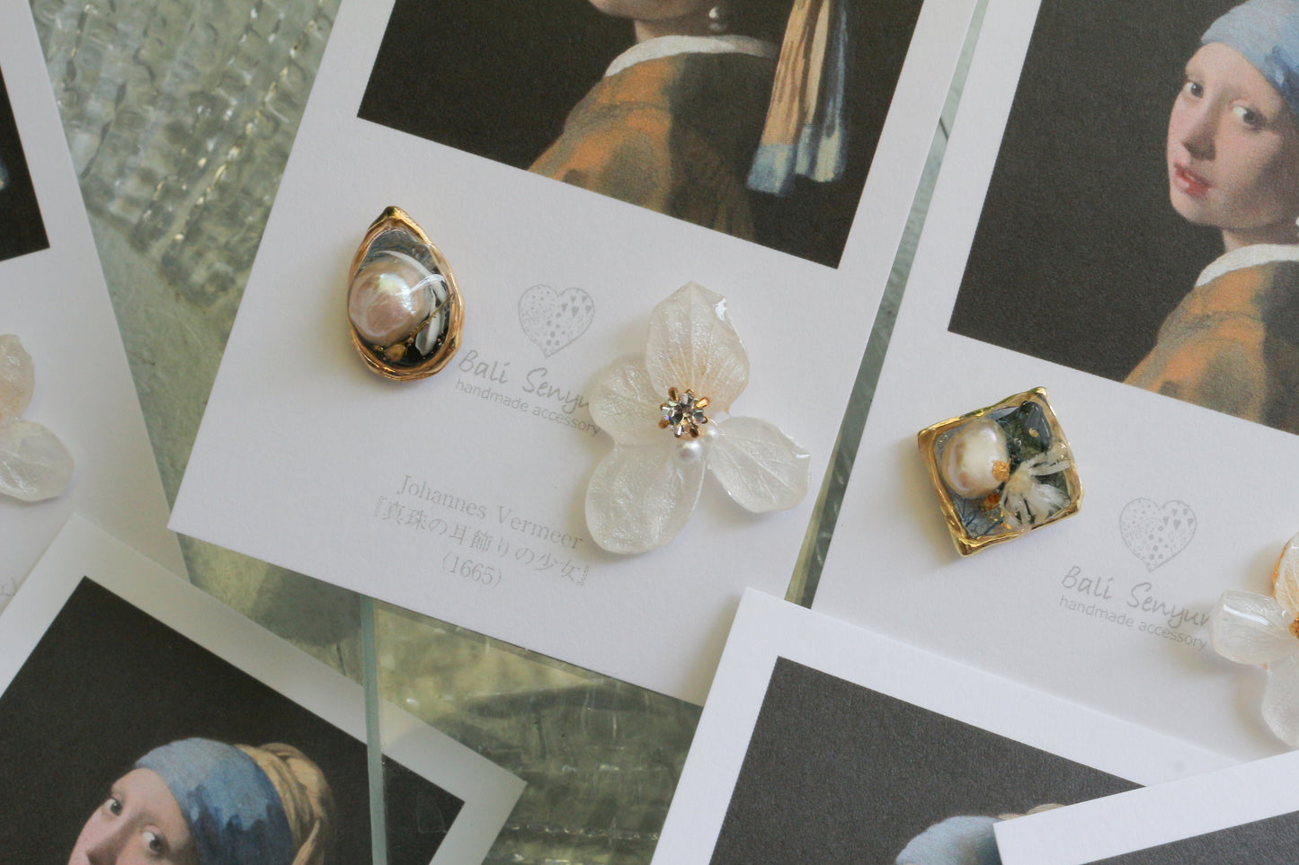 Vermeer's Inspired Flower and Medallion No.3 ピアス Pierce 真珠の耳飾りの少女