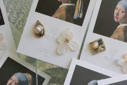Vermeer's Inspired Flower and Medallion No.3 ピアス Pierce 真珠の耳飾りの少女