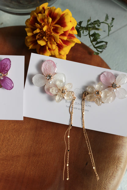 Hydrangea Flying Butterfly Earrings No.41 - Titanium Pierce(ピアス）