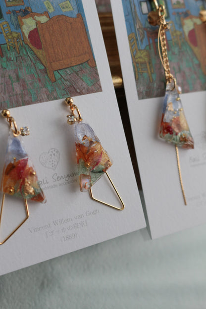 Gogh Inspired Earrings Bedroom in Arles-ゴッホの寝室