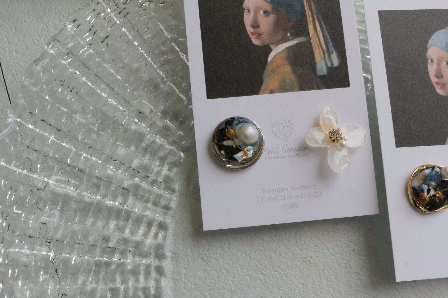 Vermeer's Inspired Flower and Medallion No.1 ピアス Pierce 真珠の耳飾りの少女