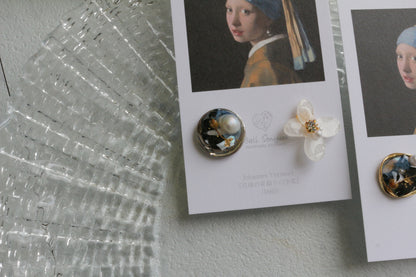 Vermeer's Inspired Flower and Medallion No.1 ピアス Pierce 真珠の耳飾りの少女
