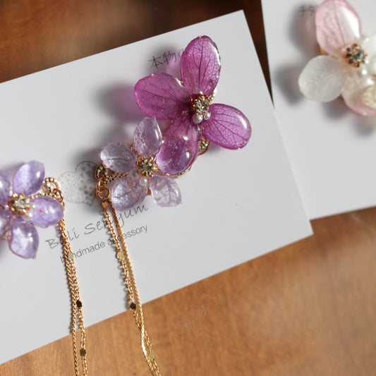 Hydrangea Flying Butterfly Earrings No.41 - Titanium Pierce(ピアス）