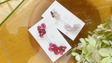 White moon stone & Hydrangea Earrings - Clip On  イヤリング No.2