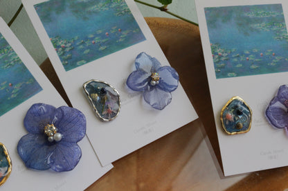 Monet Inspired Flower and Medallion No.27 ピアスTitanium Pierce 睡蓮