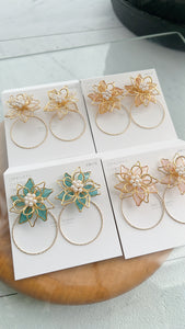 Three Layer Flower with Hoop Earrings with Color No.1