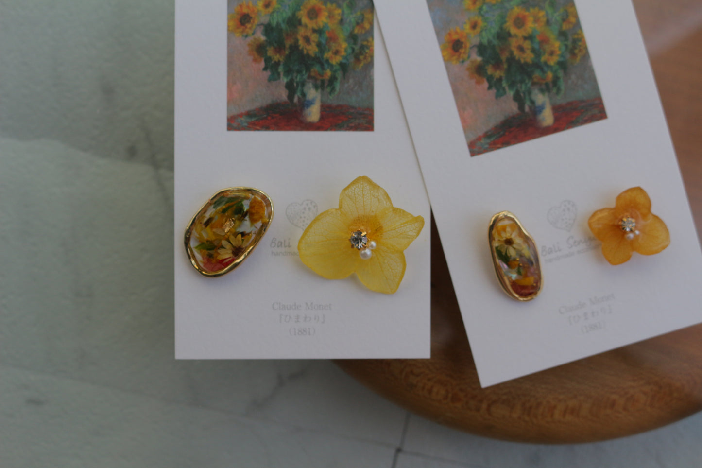 Monet Inspired Flower Earrings No.7 ピアスTitanium Pierce ひまわり