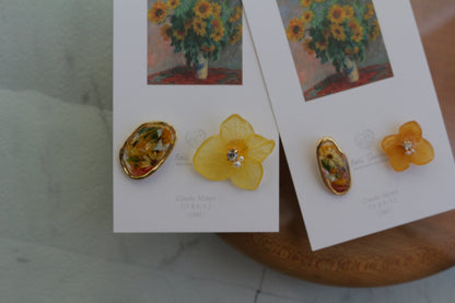 Monet Inspired Flower Earrings No.7 ピアスTitanium Pierce ひまわり