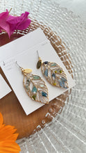 Leaf Earrings With Seasonal Flower Petals No.31