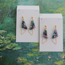 Claude Monet Water Lilies Inspired Triangular Floral Earrings -  No.6