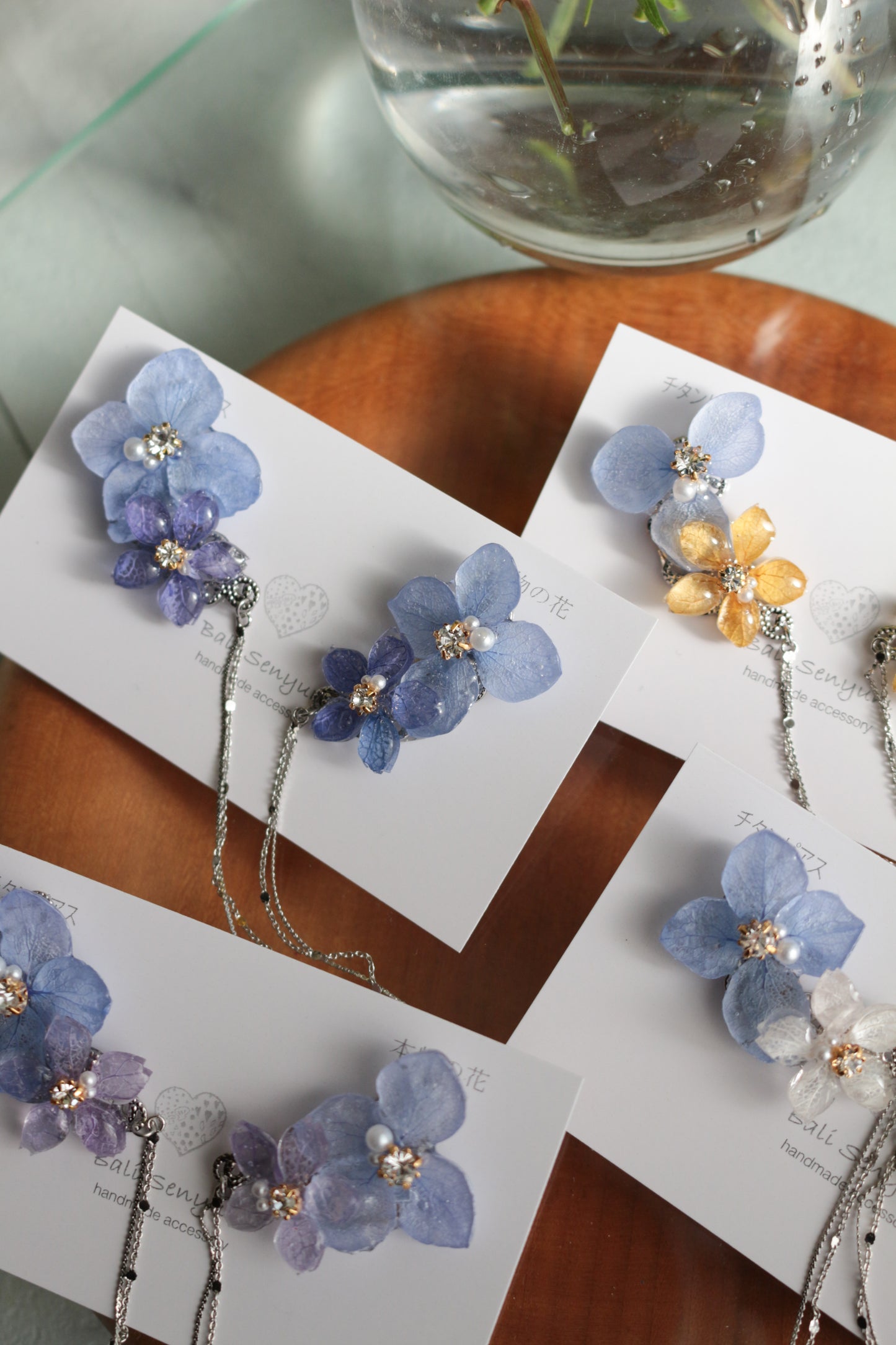 Hydrangea Flying Butterfly Earrings No.43 - Titanium Pierce(ピアス）