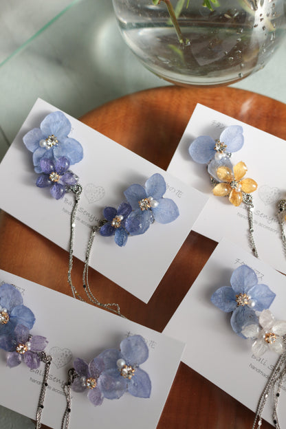 Hydrangea Flying Butterfly Earrings No.43 - Titanium Pierce(ピアス）