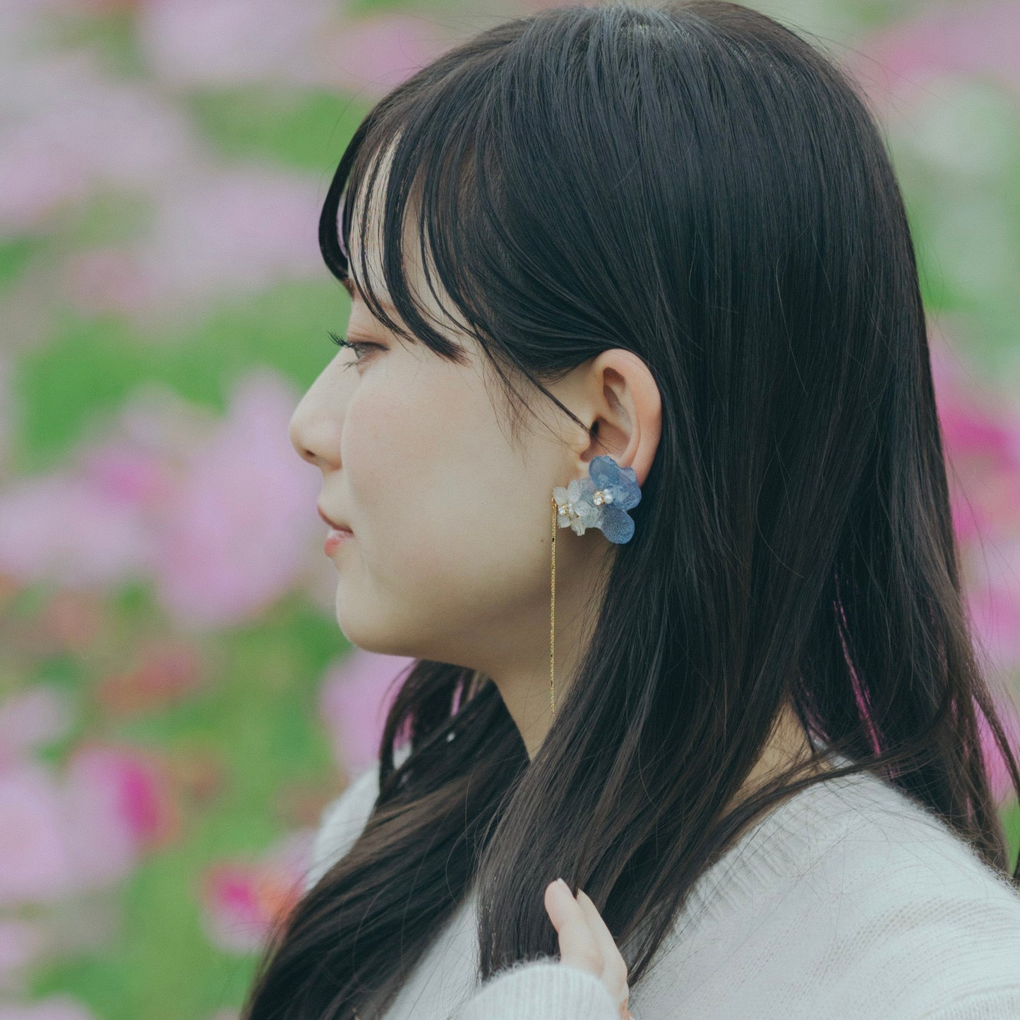 Hydrangea Flying Butterfly  No.29- Titanium Pierce(ピアス）