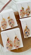 Leaf Earrings With Seasonal Flower Petals No.18 - Time limted