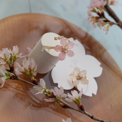 Someiyoshino Sakura Ring with Three Gems NEW #S053