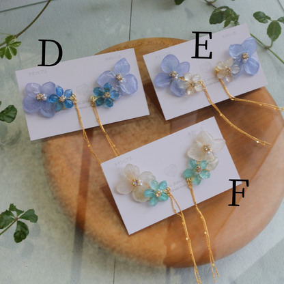 Hydrangea Flying Butterfly Earrings No.54 - Titanium Pierce(ピアス）