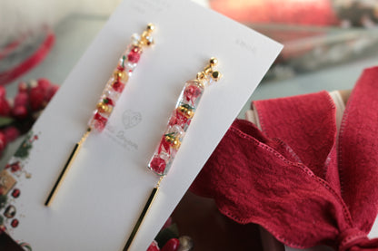 Dangling Christmas Stick Earrings with Pearl