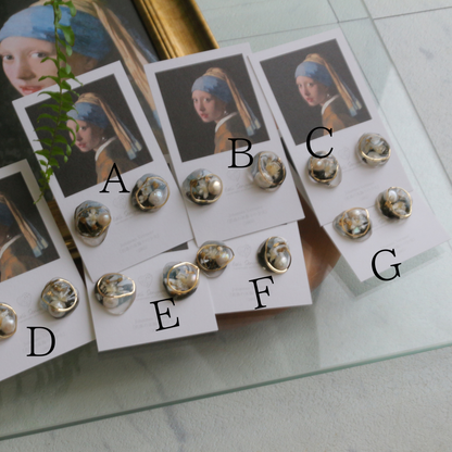 Vermeer's Inspired Flower & Pearl Earrings No.6 ピアス Pierce 真珠の耳飾りの少女