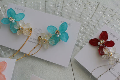 Hydrangea Flying Butterfly Earrings No.58 - Titanium Pierce(ピアス）