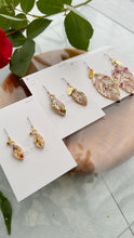 Mini Leaf Earrings With Seasonal Flower Petals No.2  - Time limited