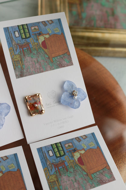 Gogh Inspired Flower and Medallion No.1イヤリング Clip-on ゴッホの寝室