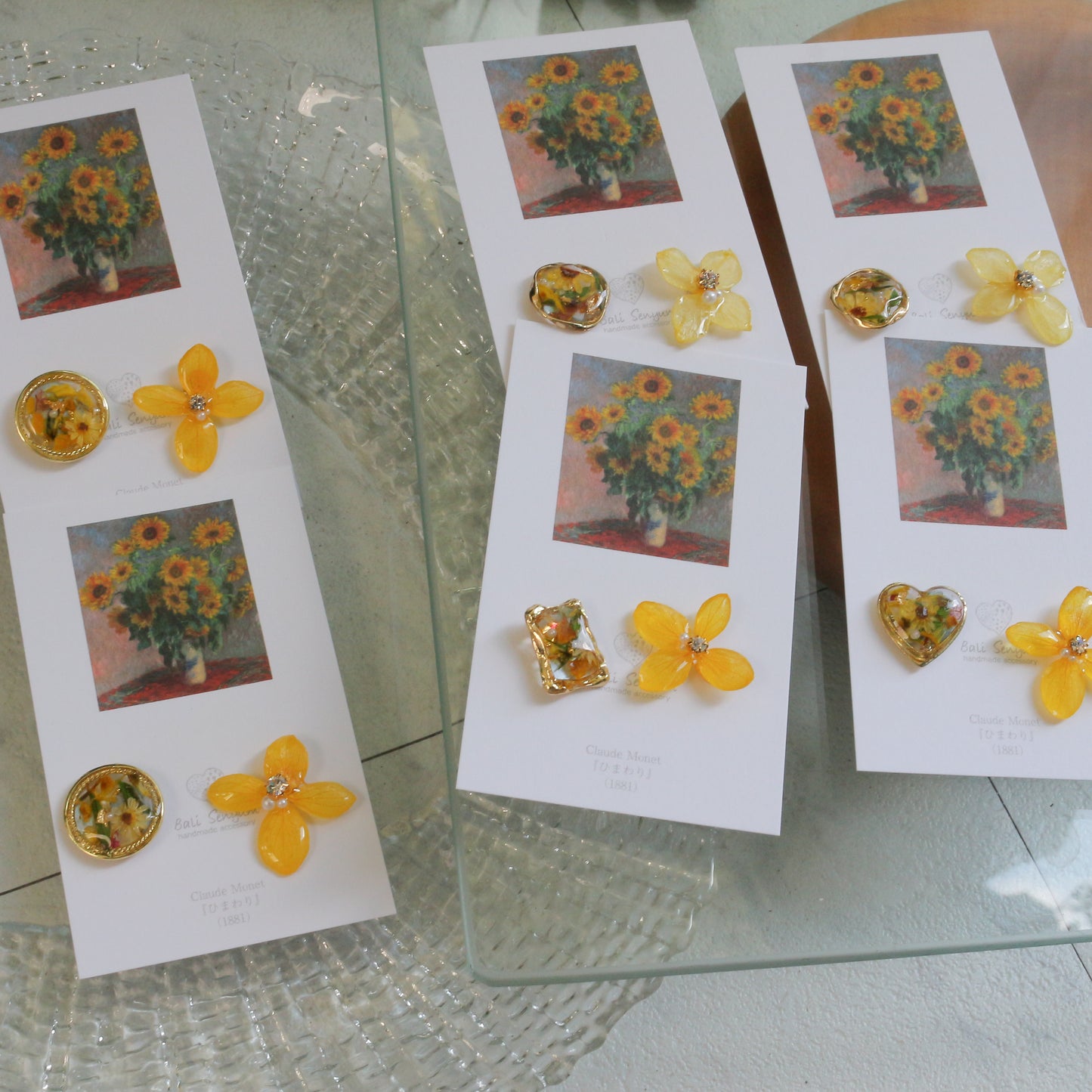 Monet Inspired Flower Earrings No.23 ピアスTitanium Pierce ひまわり