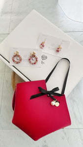 Heart Shaped Faux Red Leather Gift Bag