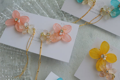 Hydrangea Flying Butterfly Earrings No.58 - Titanium Pierce(ピアス）