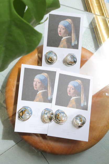 Vermeer's Inspired Flower & Pearl Earrings No.4 ピアス Pierce 真珠の耳飾りの少女