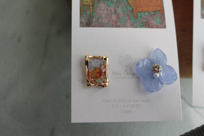 Gogh Inspired Flower and Medallion No.1イヤリング Clip-on ゴッホの寝室