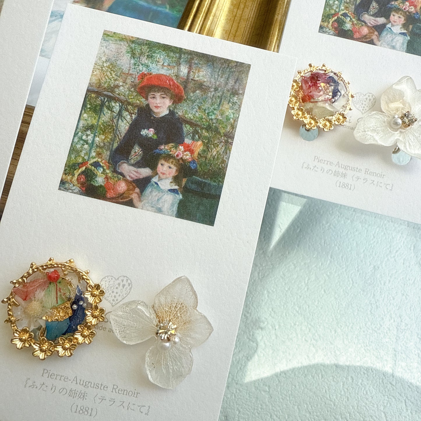 Renoir Inspired Flower Earrings No.2 イヤリング Clip-on "ふたりの姉妹"