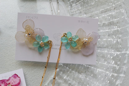 Hydrangea Flying Butterfly Earrings No.56 - Titanium Pierce(ピアス）