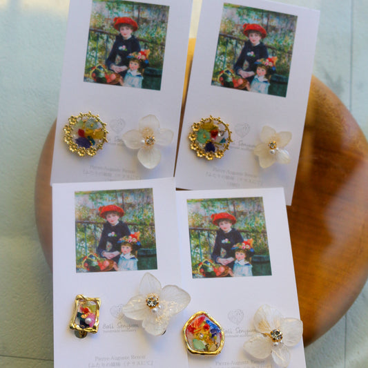 Renoir's Two Sisters Inspired Earrings No.6 イヤリング Clip-on "ふたりの姉妹"