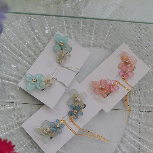 Hydrangea Flying Butterfly  No.51 - Clip-on(イヤリング）