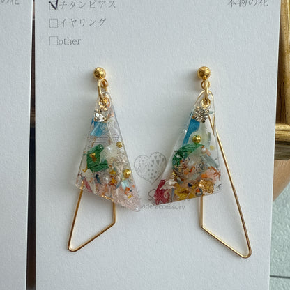 Claude Monet Woman with a Parasol Inspired Earrings -  散歩　日傘をさす女性　No.5