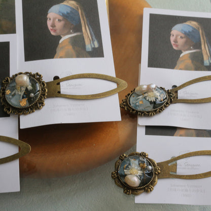 Vermeer Inspired Flower Book Mark No.1 - 真珠の耳飾り