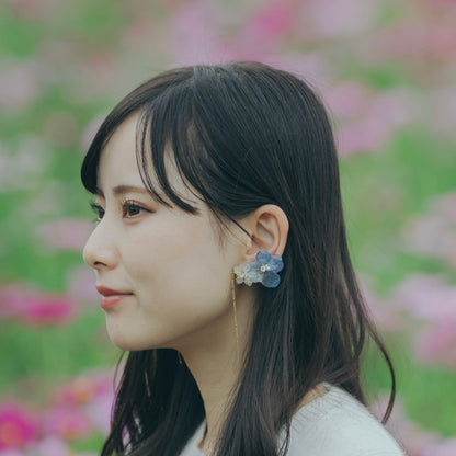 Hydrangea Flying Butterfly Earrings No.52 - Titanium Pierce(ピアス）