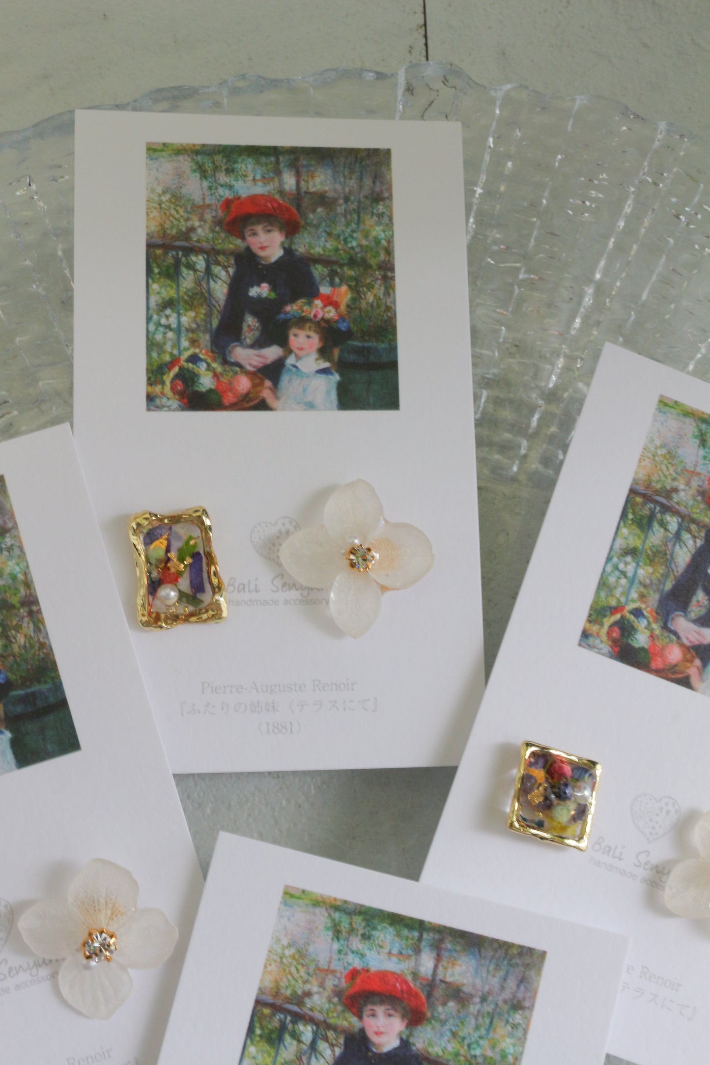 Renoir's Two Sisters Inspired Flower Earrings No.10 ピアスTitanium Pierce "ふたりの姉妹"