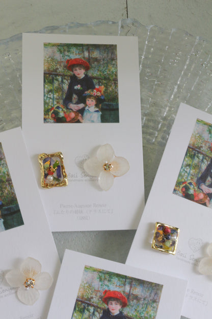 Renoir's Two Sisters Inspired Flower Earrings No.10 ピアスTitanium Pierce "ふたりの姉妹"