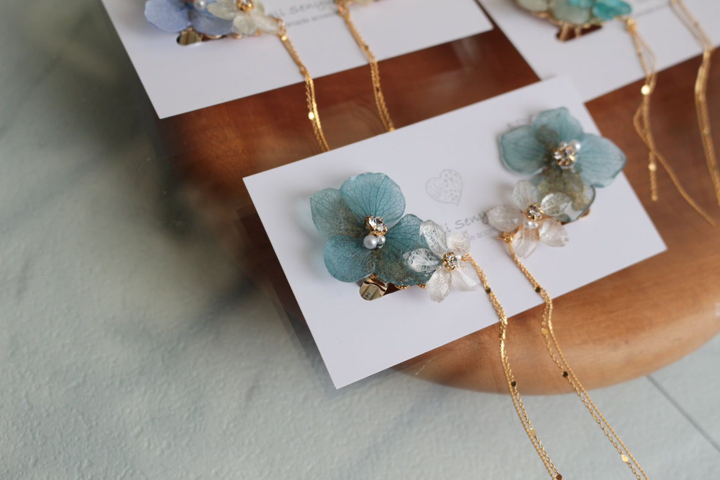 Hydrangea Flying Butterfly  No.39 - Clip-on(イヤリング）