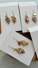 Small Leaf Earrings With Seasonal Flower Petals No.5  - Time limited