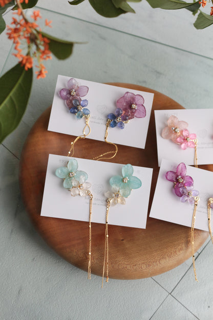 Hydrangea Flying Butterfly Earrings No.40 - Titanium Pierce(ピアス）