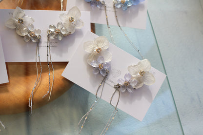 Hydrangea Flying Butterfly Earrings No.47 - Titanium Pierce(ピアス）