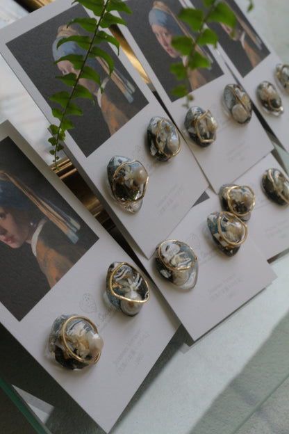 Vermeer's Inspired Flower & Pearl Earrings No.6 ピアス Pierce 真珠の耳飾りの少女